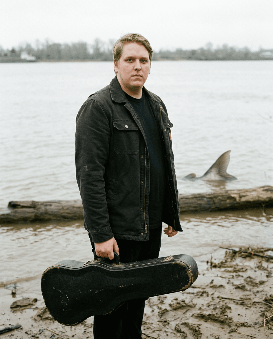 Professional portrait of Craig near a riverside catfish-family setting.