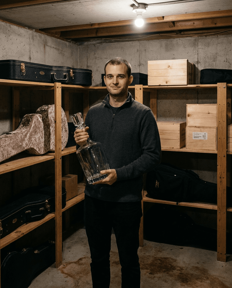 Professional portrait of Doug in a luxury review storage room.