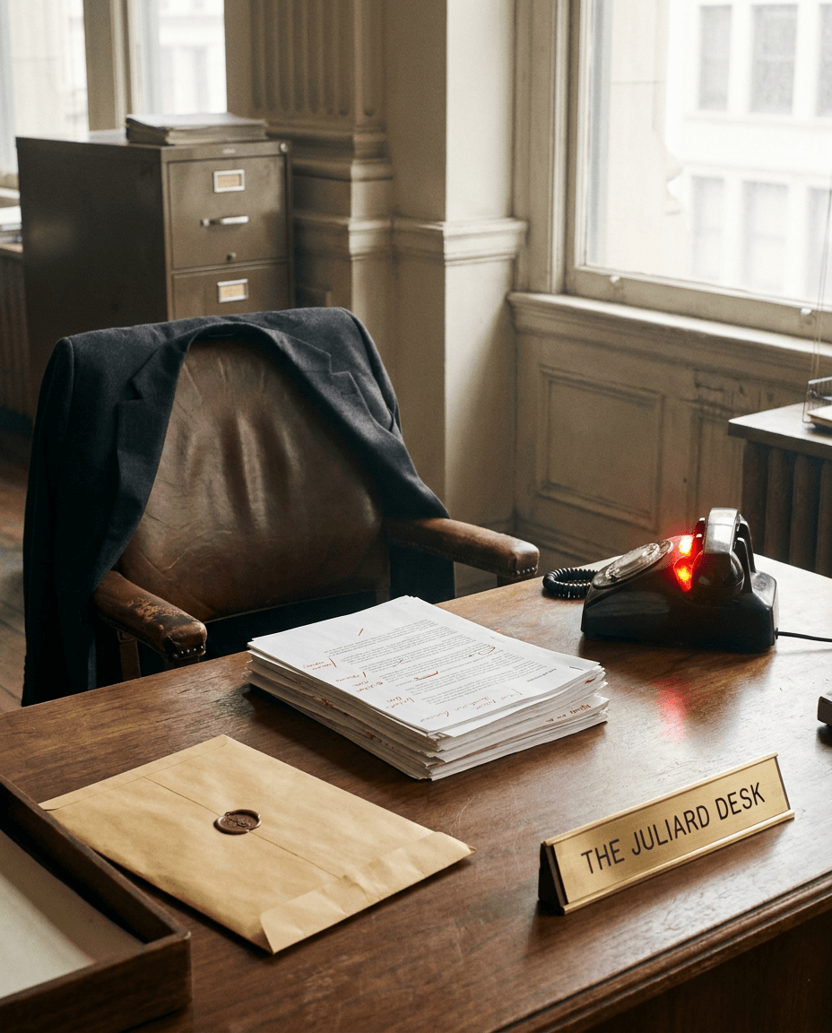 Editorial still life representing The Juliard Desk.